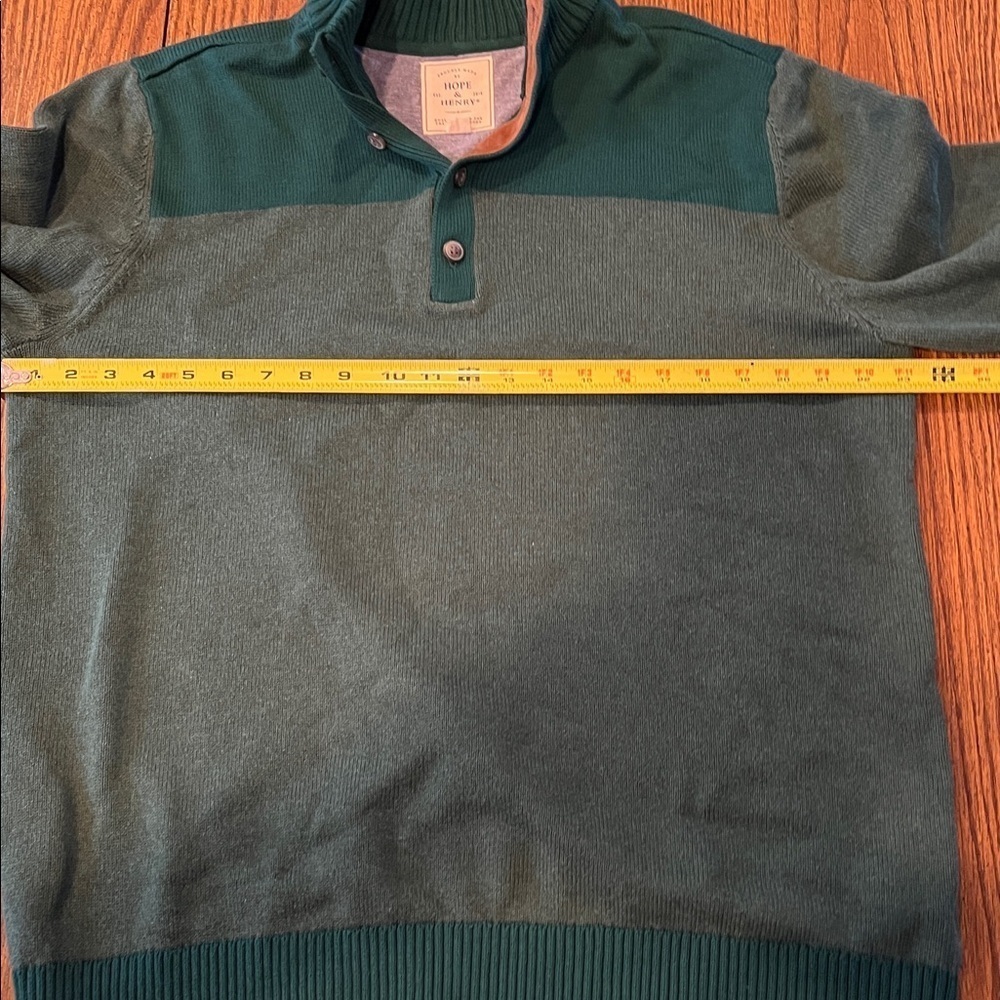 Organic Contrast Sweater with Elbow Patches Hope & Henry Men XL 100% Cotton - Picture 5 of 7